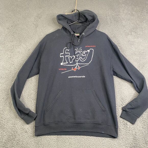 Frog Skateboards Hoodie Sweatshirt Black Surf Sk8 Stars Skate Distressed Y2K 90' - Picture 1 of 13